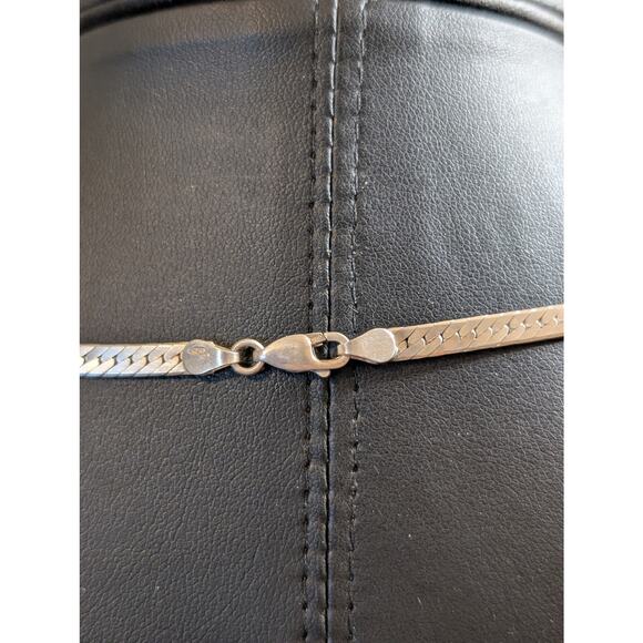 VTG 925 Italy Sterling Silver 4mm Herringbone 20" Chain W/ Lobster Claw Clasp - Picture 6 of 7